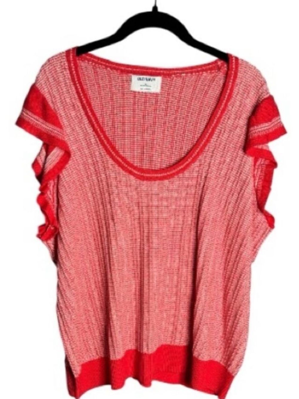 Old Navy Red Ruffle-Sleeve Knit Scoop Top
